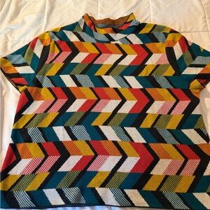 Anthropologie Multicolor Geometric Knit Top